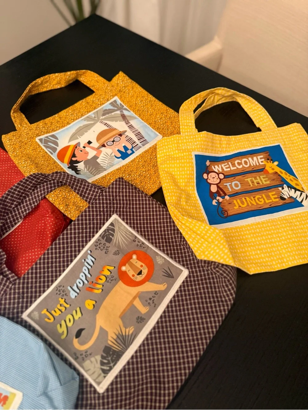 Handmade Totes Bundle of (5) Kids Totes Jungle Safari Zoo Theme Party Favors